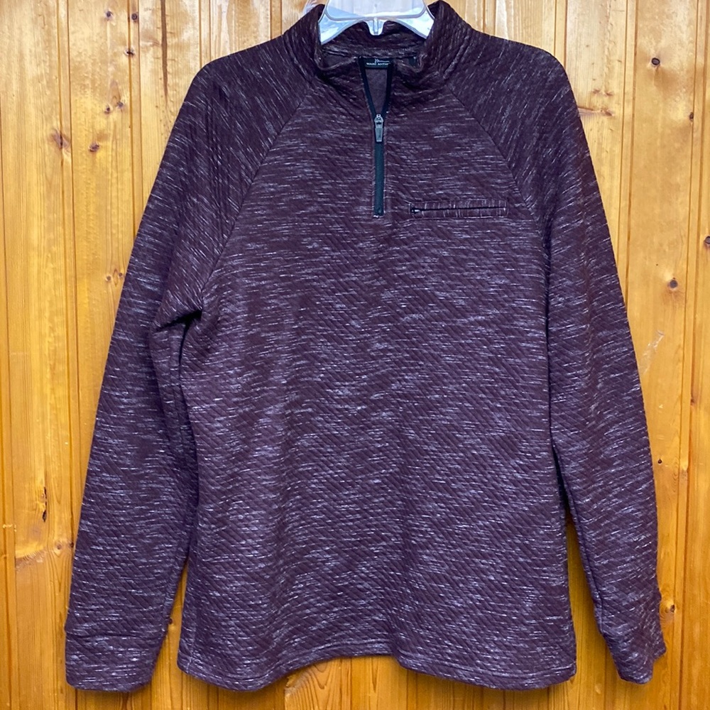 Mark Anthony 1/4 Zippered Slim Fit Burgundy White Pullover Men's Sweater Size M